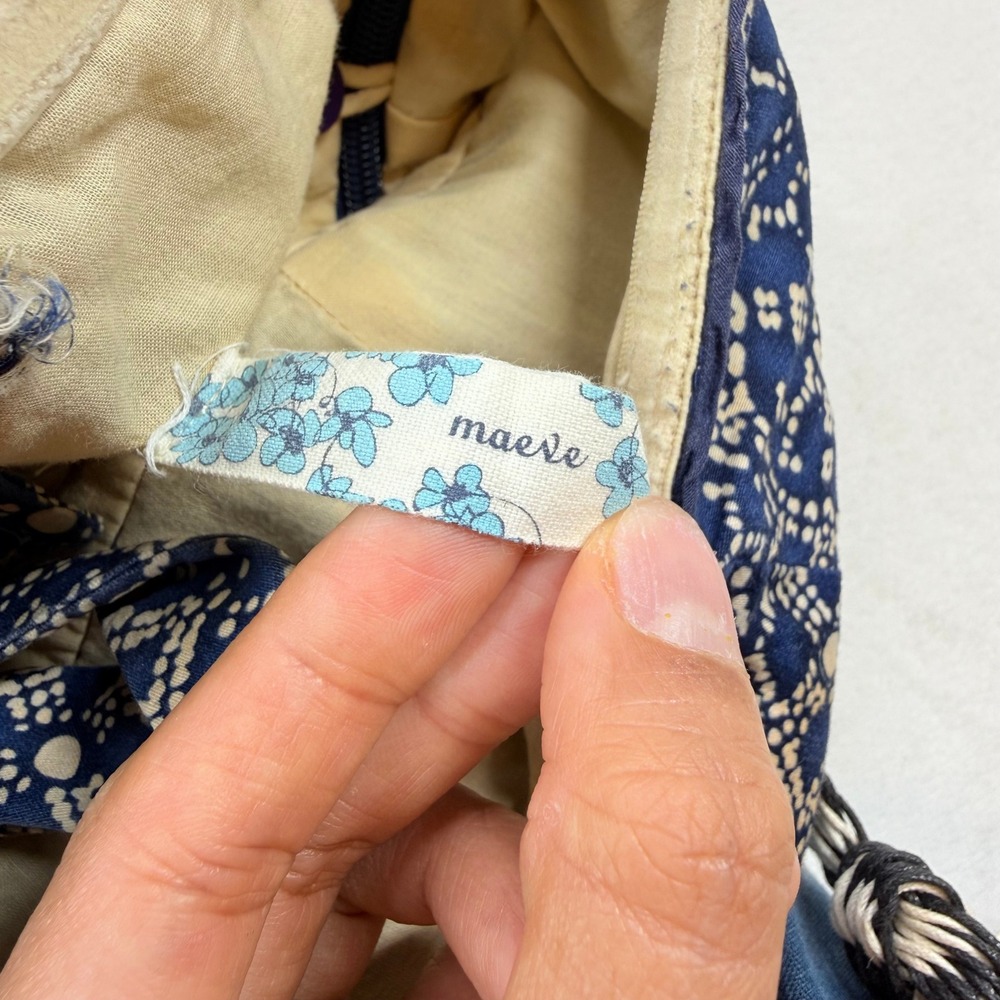 Anthropologie Maeve Halter Midi Dress Blue White Tie Dye Diamond Mixed Print - Picture 6 of 16